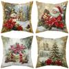 Christmas Throw Cover 2D Printed Linen Decorative Cushion Case for Sofa Holiday Home Decor