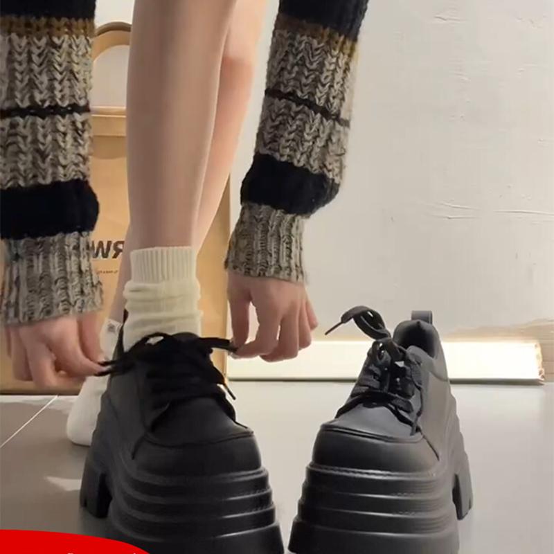 Platform Thick Bottom Women Mary Jane Shoes Fashion Shallow Lace Up Pumps Ladies Concise Outdoor College Style Shoes