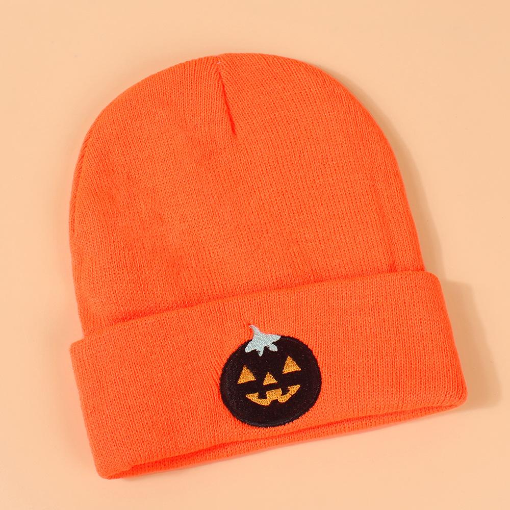 

Стиль шляпы Универсальный Хэллоуин Тыква Привидение Лицо Унисекс Теплые Вязаные Шапки-бини оранжевый