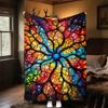1PC Tree of Life Stained GlassOutdoor Flannel Blanket - Soft Plush Decor for Picnics, camping, Bedroom, Playroom, Office, or Lunch Break 1325A