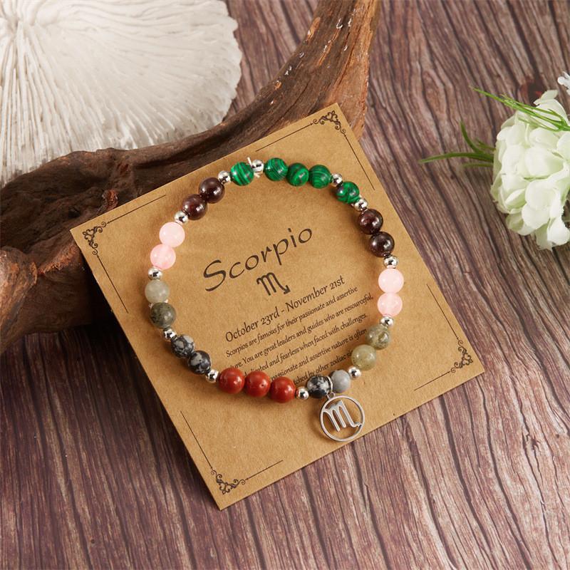 Twelve Constellation Beaded Bracelet With Natural Stones For Women Gift Ideas