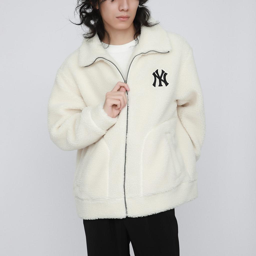 MLB Velvet Jackets Unisex Cream Lapel Thickened 3AJPF0216-50CRS