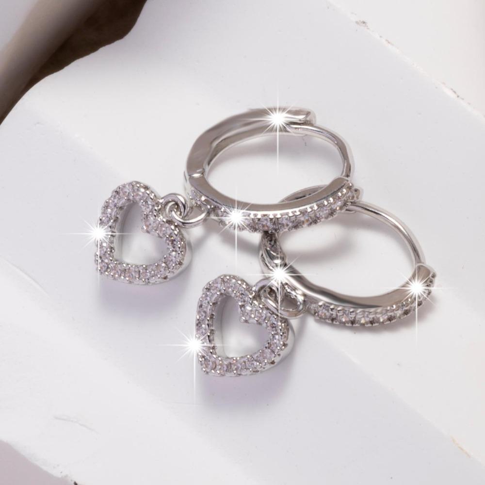 1 Paar Hohlherz-Anhänger, Vollblitz Zirkon-Inlay, Fransenohrringe, Schlichter Stil, Modisches Damengeschenk.