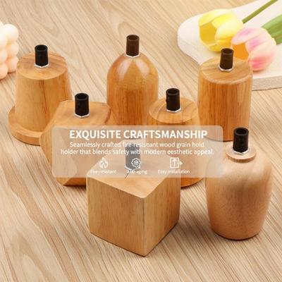 E27 Socket Wooden Lamp Holder Support Decorative Chandelier Bulb Adapter Modern Ceiling Light for Kitchen Office