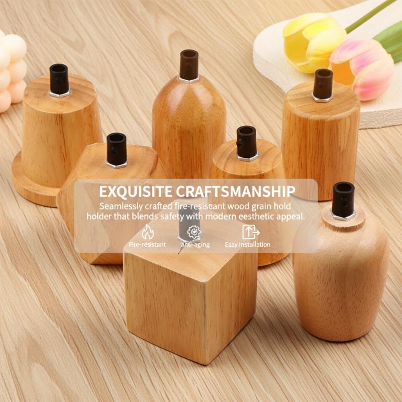 E27 Socket Wooden Lamp Holder Support Decorative Chandelier Bulb Adapter Modern Ceiling Light for Kitchen Office