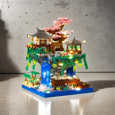 Taohuatan Lake Micro Brick Building Blocks Set Adult Creative Toys Chinese Landscape Model with LED Light