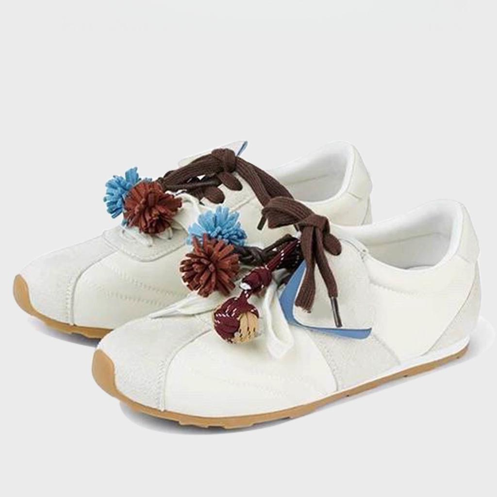 [Ruoji Original] Dexun Shoes Women's 2025 New Retro Color Matching Removable Shoe Flower Decoration Sports and Leisure Shoes