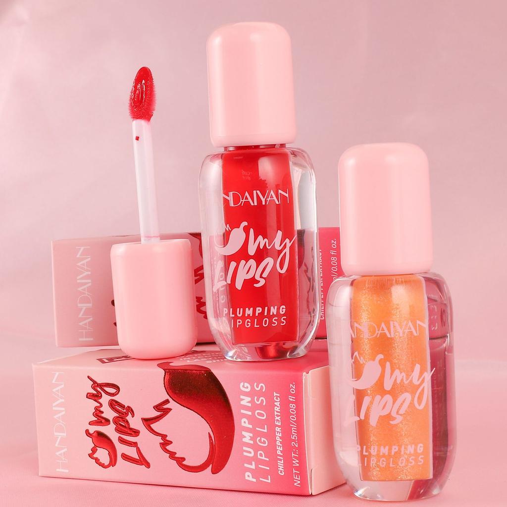 HANDAIYAN Sexy Chili Peppers Mirror Lip Glaze Shining Pearls Lip Gloss Long Lasting Moisturizing Lip Dyeing Liquid Makeup