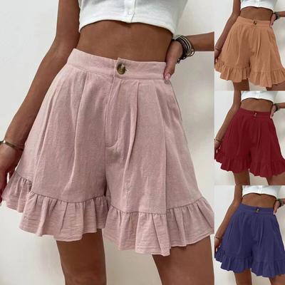 Pantalones cortos casuales de pierna ancha y holgados Pantalones cortos de cintura alta de verano para mujer