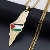 Retro náhrdelník s přívěskem mapa Palestiny z nerezové oceli
