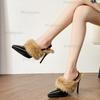 High Heel Pumps for Ladies Elegant Thin Heels Short Plush Women's Sandals Fashion Autumn Winter Ankle Straps Tacones Size 34-42