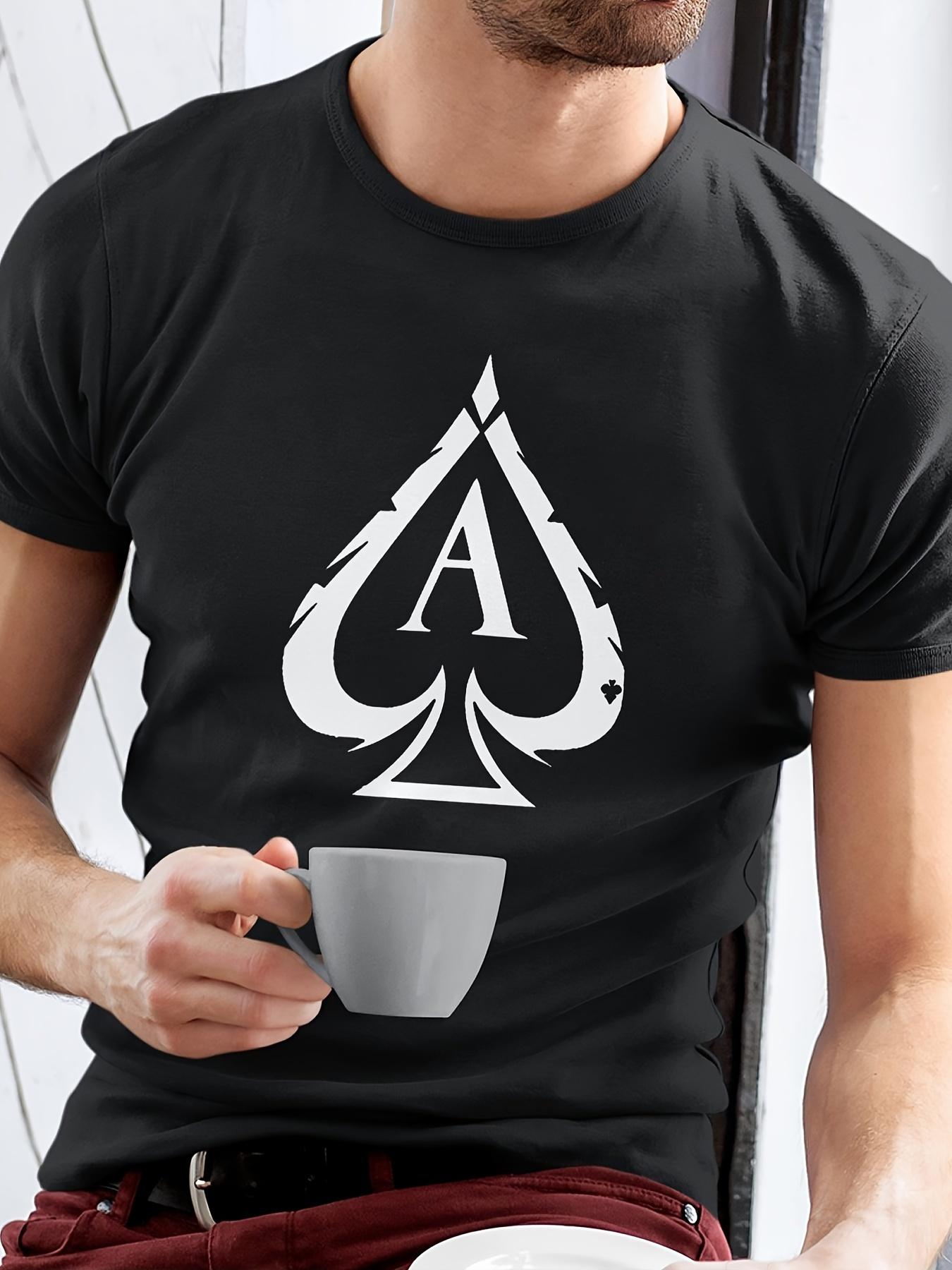 

Casual Short Sleeve T-shirt with Ace of Spades Graphic - Breathable Round Neck Tee XL