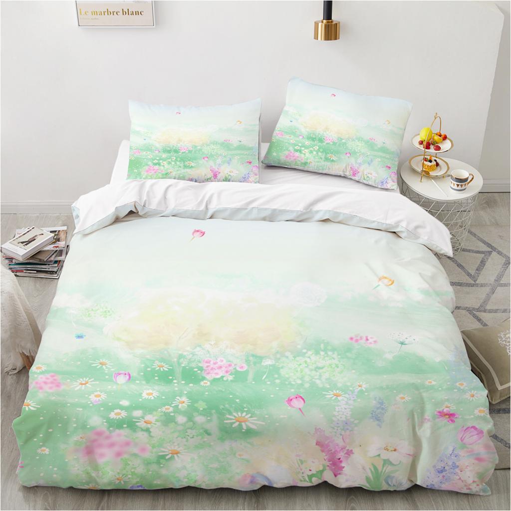 Bedding Set Digital Print Comfortable Duvet Cover for Home Bedroom Decoration, 1 Duvet Cover and 2pillowcase with Zippers