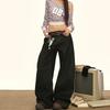 American Retro Jeans for Women Casual Floor Length Baggy Wide-leg Trousers Harajuku High Waist Denim Pants
