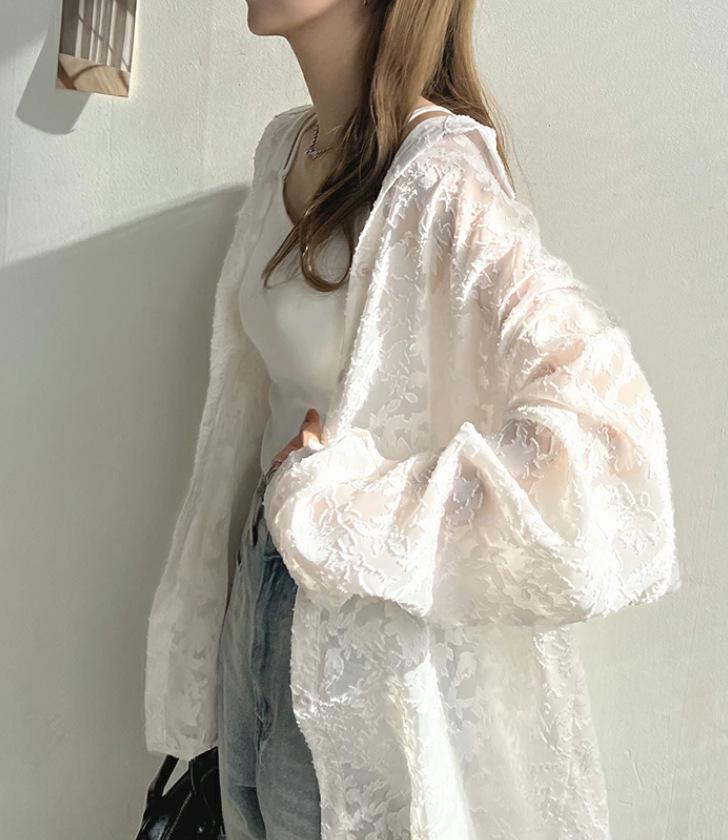 Japanese Korean Lace Chiffon Beach Top - Loose Airy Shirt
