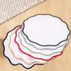 Scalloped Round Placemat Linen Machine Washable Placemat Heat Insulation Table Mat for Dining Table Protection Decoration