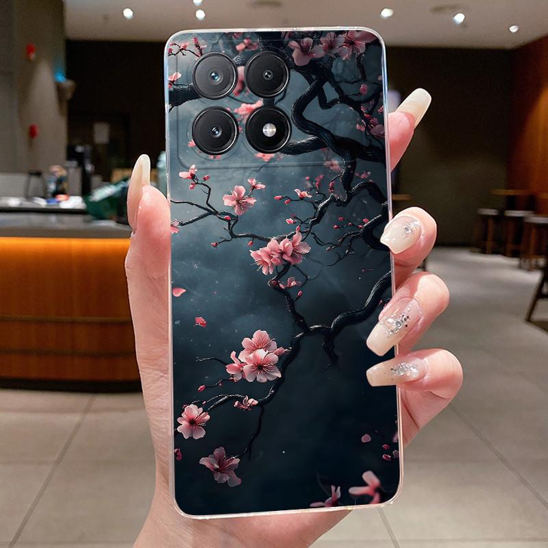 Transparent Phone Case For Xiaomi Poco X6 Pro 5G Case Clear Luxury Fashion Butterfly Flower Soft TPU Silicone Jelly Cover Casing