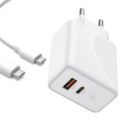 Φορτιστής USB 30W - e.F.Connection - 2-σε-1 - PD 20W - QC 3.0 - Καλώδιο USB-C 1M Λευκό