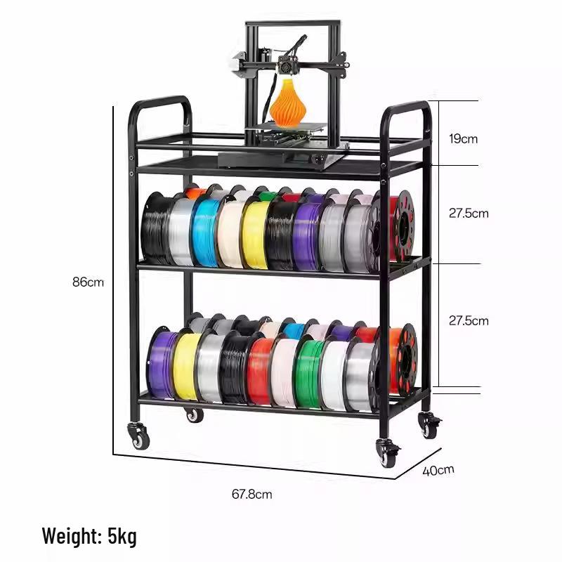 3D Printer Filament Storage Cart: Movable, Multi-functional Shelf Rack