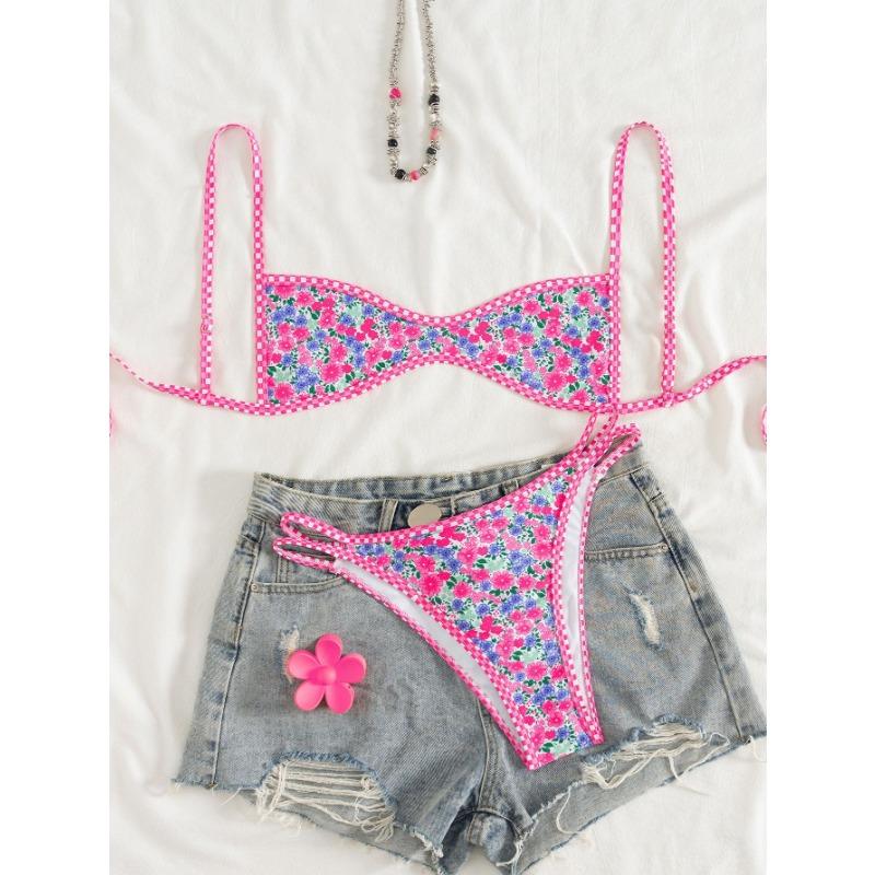 New tube top halter strap-up sexy bikini split swimsuit