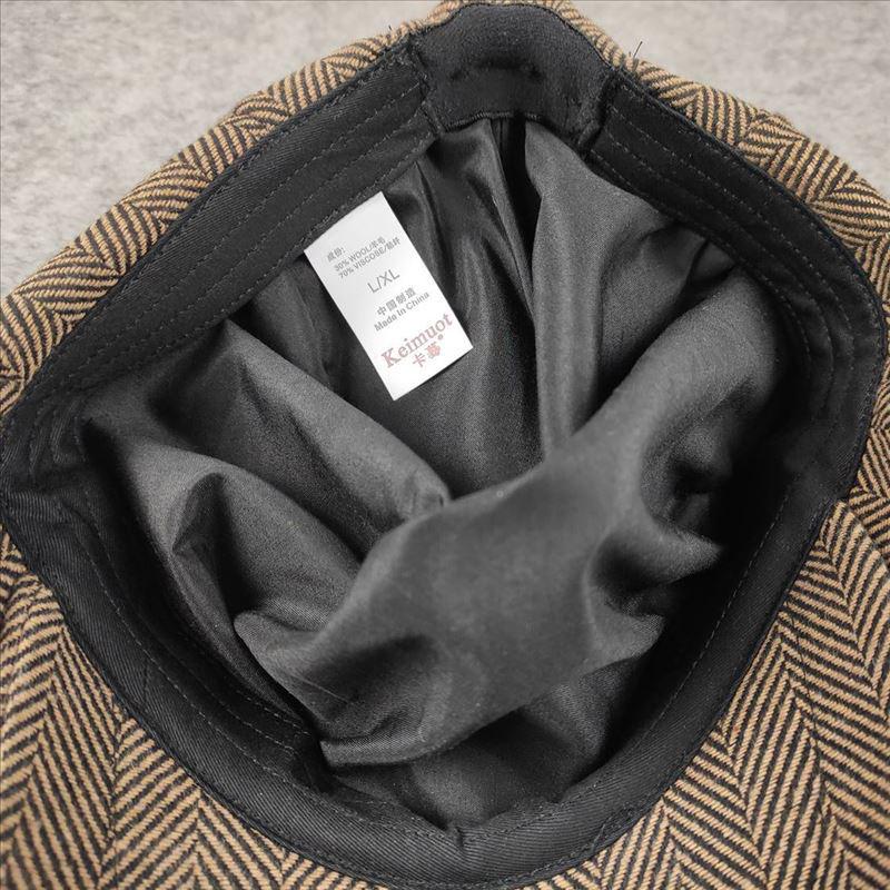 Men's British-Style Striped Newsboy Cap for Large Heads - Warm, Trendy Autumn/Winter Hat