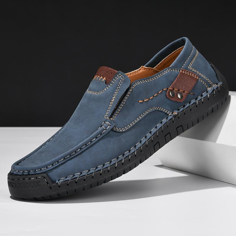 Fashion Spring Fall Men Leather Shoes Fashion Casual Comfortable Slip on Loafers Handmade Leather Men Shoes Flats Moccasins Walking Shoe
