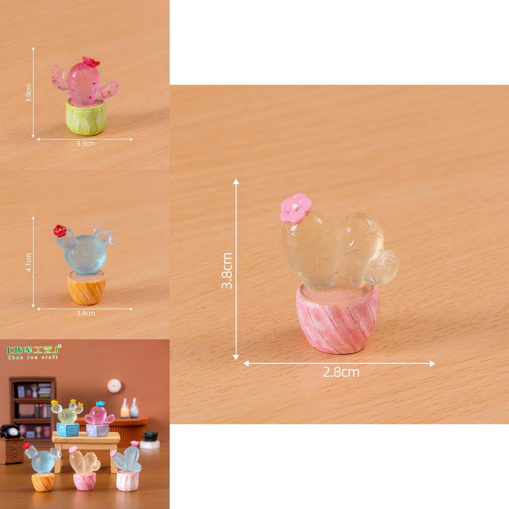Leuchtet im Dunkeln Miniatur Kaktus Resin Figur Kreative Desktop Dekoration
