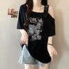 Plus Size Retro Off-Shoulder Short-Sleeve T-Shirt for Women - Summer Slimming, Loose Fit 