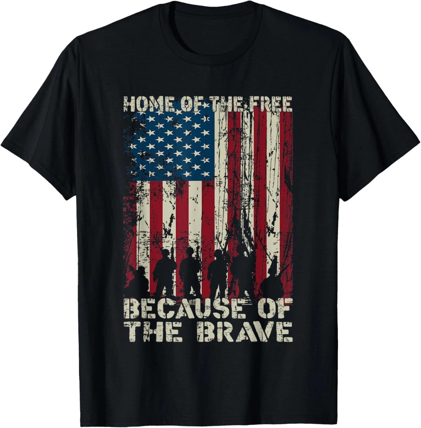 

Home Of The Free Because Of The Brave Distress American Flag Gift Unisex T-Shirt 4XL