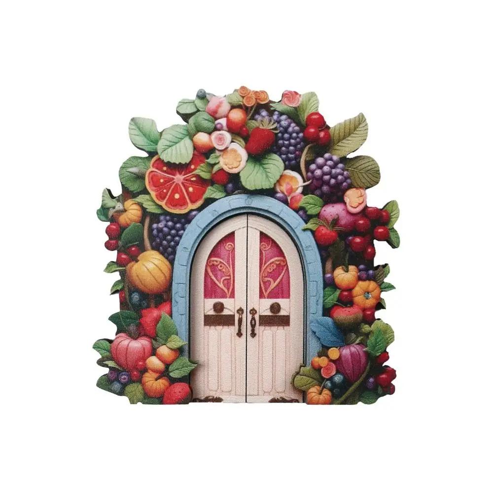 Dollhouse Wood Fairy Elf Door Mini Home Decorations Room Wall Decoration Cartoon Elf Door Baby Gift Craft Ornaments