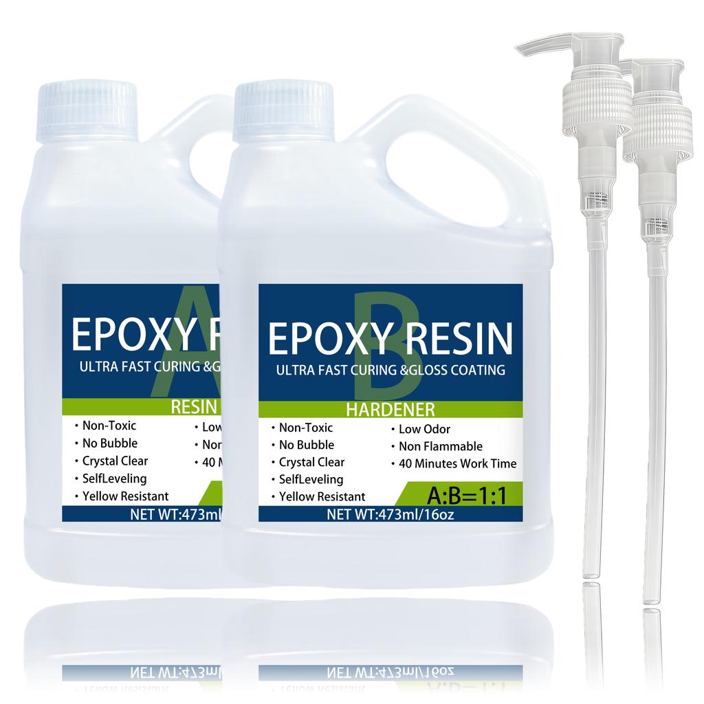 Epoxy Resin Kit 32OZStrong, Bubble-Free, Anti-Yellowing Art Resin ThatSuitable for Casting, DIY, Molds, Easy To Mix 1:1 Ratio