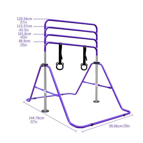 Sbarra da Ginnastica per Bambini, Altezza Regolabile da 88,9-129,54 Cm, Comoda per la Conservazione, Antiscivolo, Adatta per Allenamento a Casa/All'aperto per Principianti E