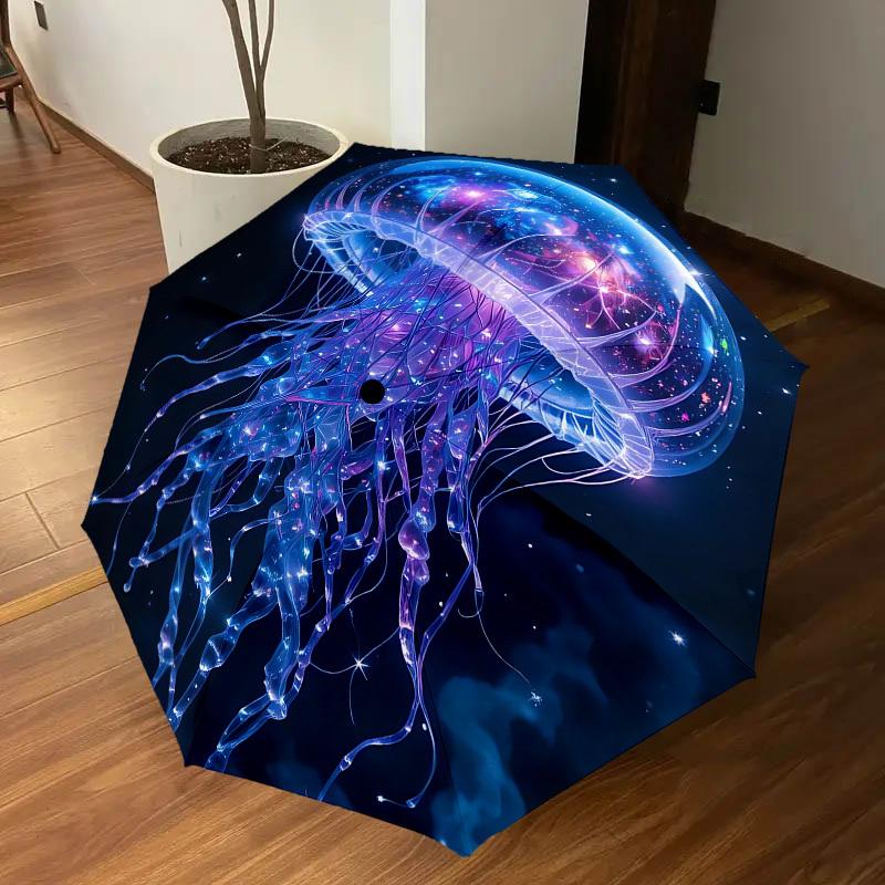 1pc Jellyfish, Galaxy Automatic Open/Close Umbrella with Windproof, 8-Rib Sturdy Canopy, Durable Ribs, Fashionable Design1190A