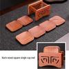 Ebony Wood Carved Non-Slip Tea Coaster Set - Retro Anti-Scald Pad for Tea Ceremony