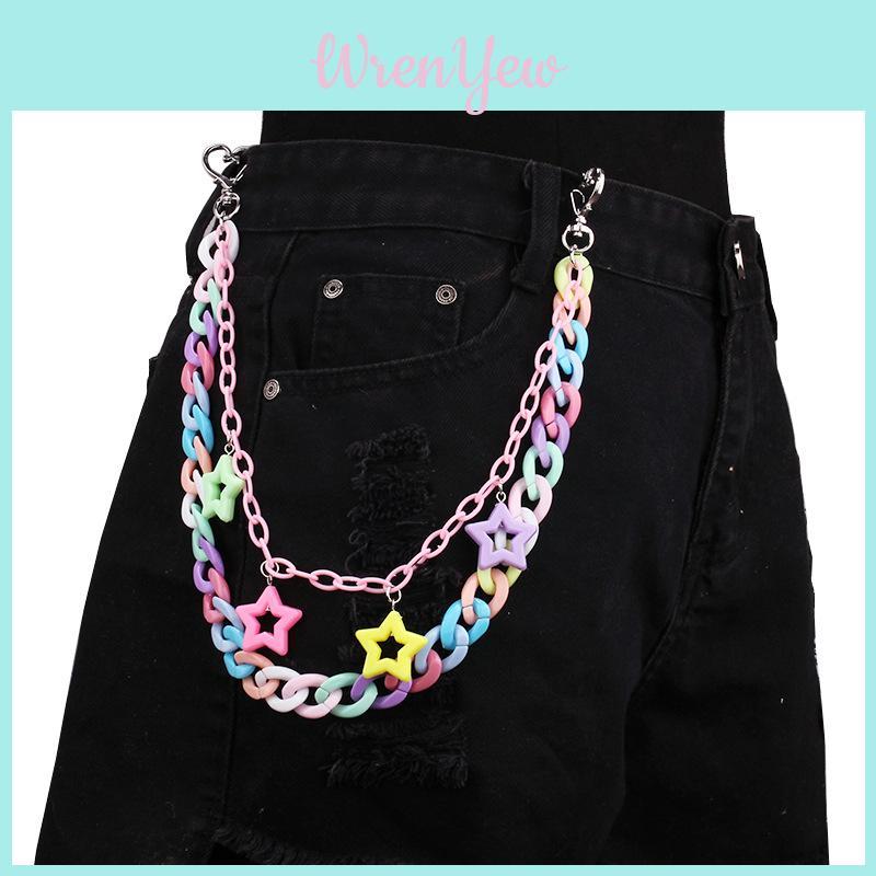 No Brand Waist Chain With Colorful Acrylic Star Pendant For Youths And Adults