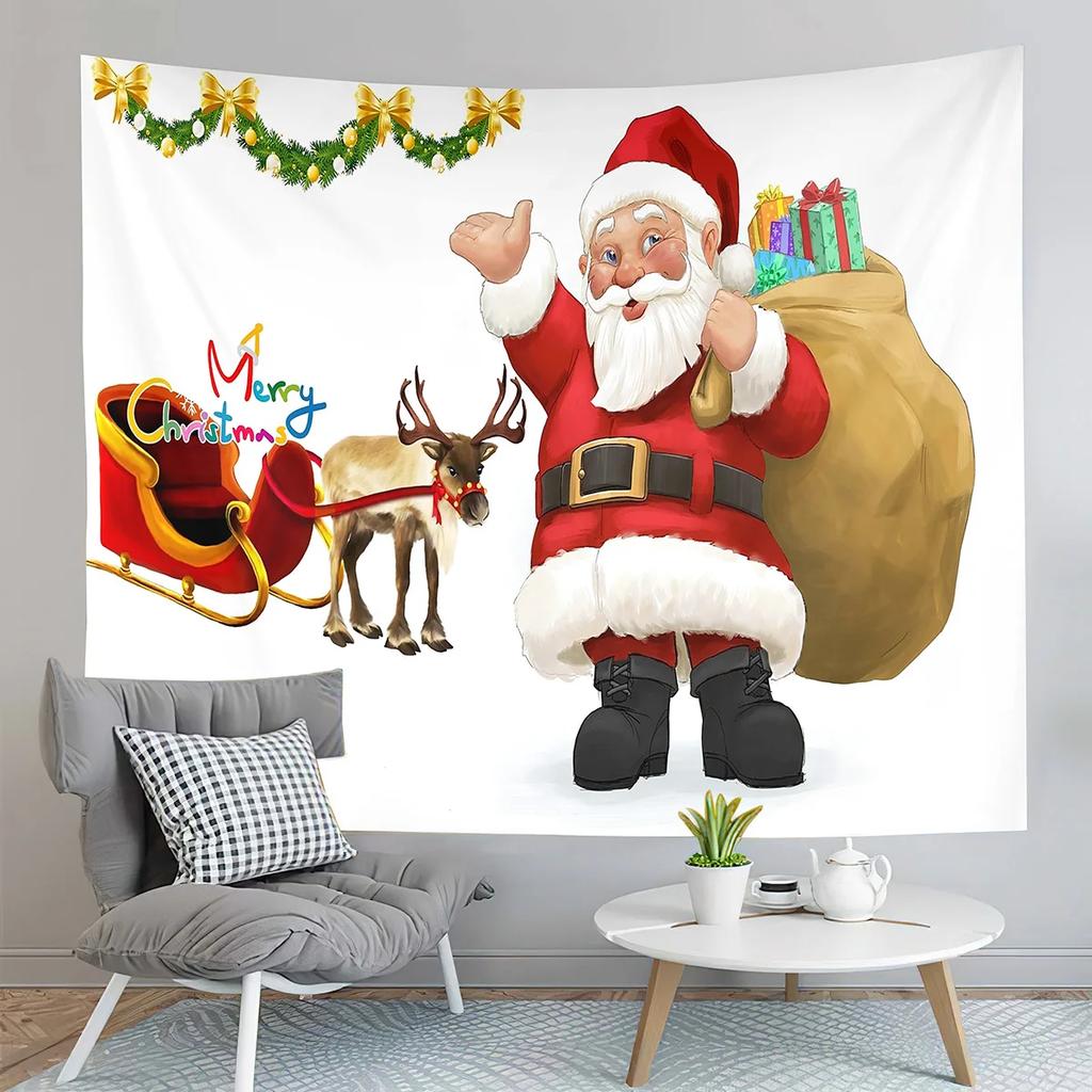 Santa Claus Delivering Gifts Tapestry Merry Christmas Tapestry Cartoon Tapestry Art Home Living Room Bedroom Decor Tapestries