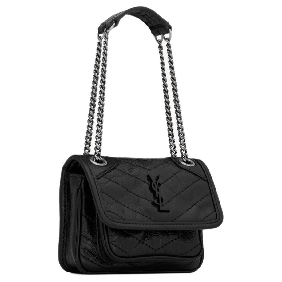 Saint Laurent Niki V Stepp-Leder Mini-Handtasche Mit Magnetverschluss Damen Handtaschen Schwarz 823951-0EN04-1000