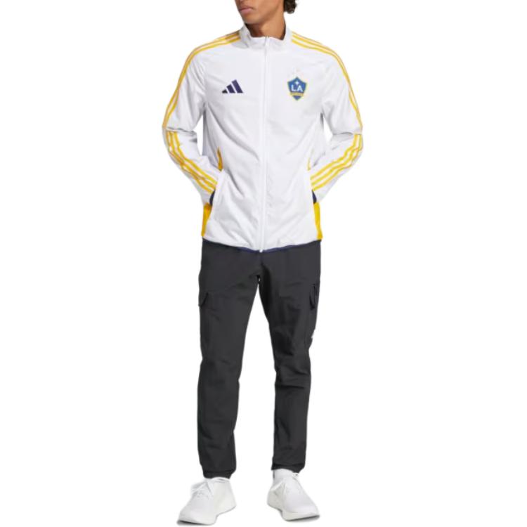 Adidas Los Angeles Galaxy 25-26 Anthem Retro Color Block Striped Reversible Jacket Men jackets White JE5636
