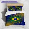 Brazil Football Printed Bedding 3 Piece Set Cozy Breathable Bed Cover Set As Housewarming Holiday Gift