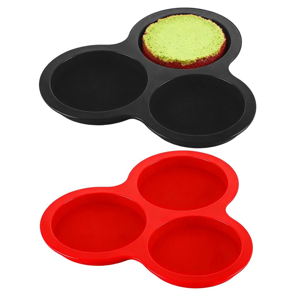Silicone Egg Mold Air Fryer Egg Pan Reusable 3-Cavity Muffin Cake Baking Mould for Cakes Puddings Kitchen Cooking Accessories