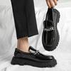 Fashion Thick Bottom Walking Business Shoes New Trend Men Leather Dress Loafers Slip on Soft Loafers Non Slip Breathable Driving Flats