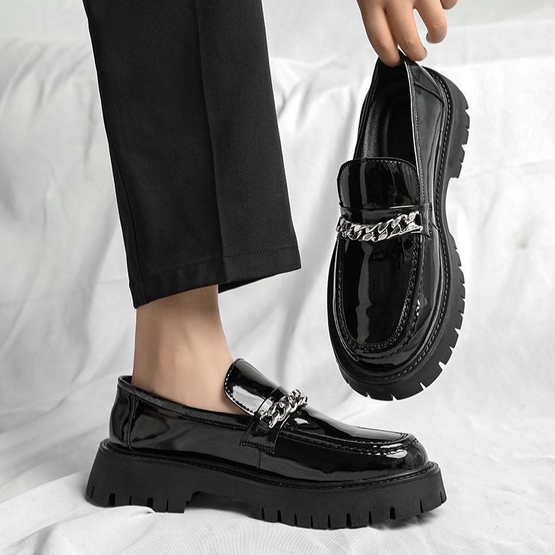 Fashion Thick Bottom Walking Business Shoes New Trend Men Leather Dress Loafers Slip on Soft Loafers Non Slip Breathable Driving Flats