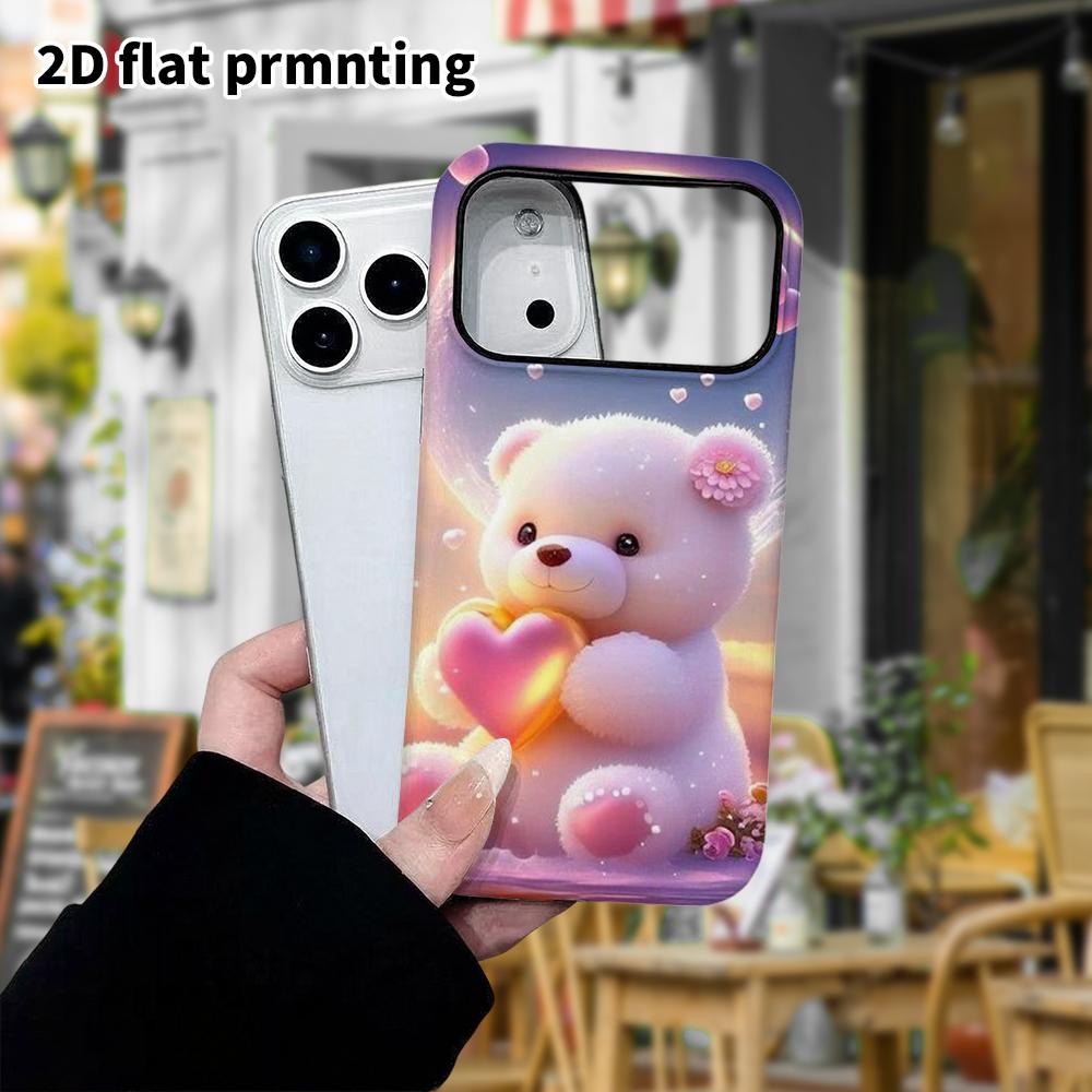 Phone Case: 2D Flat Design Suitable for iPhone 18, 17, 16, 15, 14, 13 Pro Film Protective Case, Couple Style, Heart Little Bear, Christmas and Hallowe