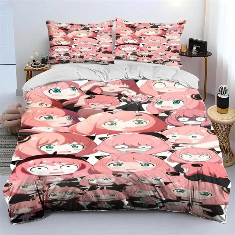 Anime SPY×FAMILY Anya Duvet Cover Set Soft All Season Bedding Comforter with Pillowcases Single Double Queen King Size