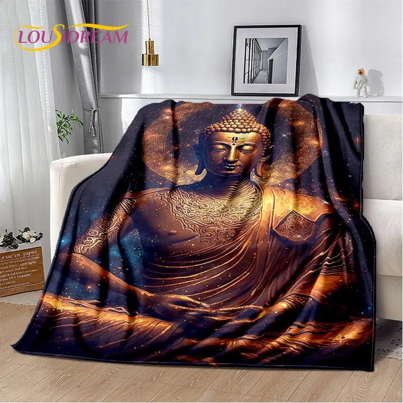 Manta de felpa suave de Buda Sakyamuni budismo fe religión, manta de franela para sala de estar, dormitorio, cama, sofá, oración