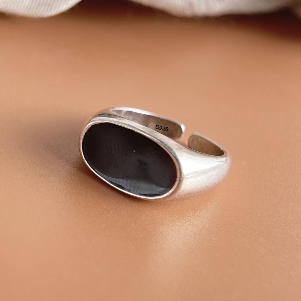 925 Sterling Silver Rings For Women Geometric Fine Jewelry Finger Adjustable Wide Flower Retro Ring For Party Birthday Gift