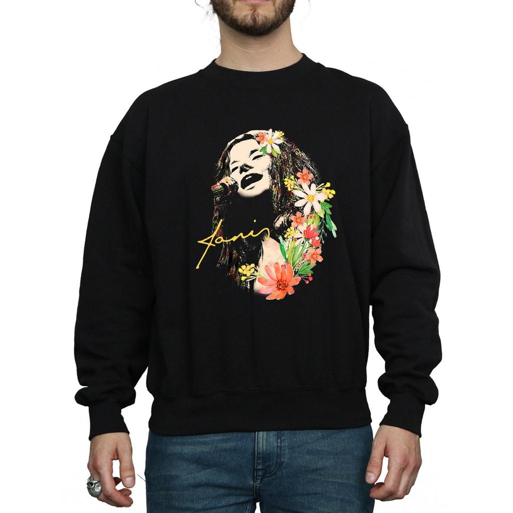 Janis Joplin Mens Floral Pattern Sweatshirt