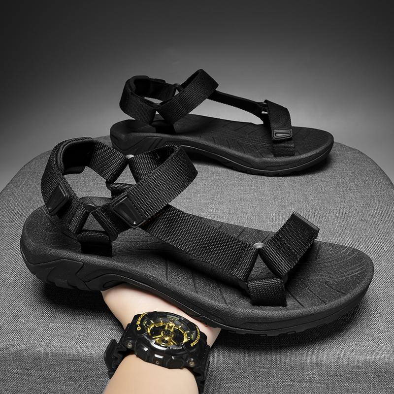 Herren Sommer Gummi Sandalen Offene Zehen Outdoor Wandersandale für Herren Rutschfeste Strandschuhe 43 schwarz