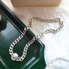 925 Sterling Silver Thick Chain Necklace Fashion Hip Hop Vintage Couples Simple Smiley Face Design Party Jewelry Choker