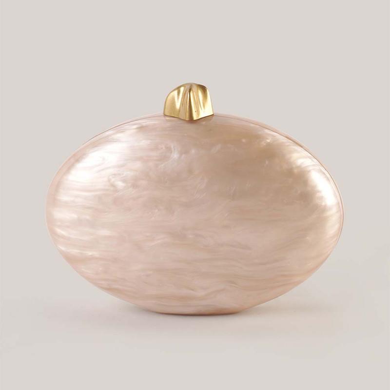 

2025 New Design Female Acrylic Egg Shape Clutch Bag Luxury Designer Oval Evening Party Purse Shell Handbag Wedding Shoulder Bag